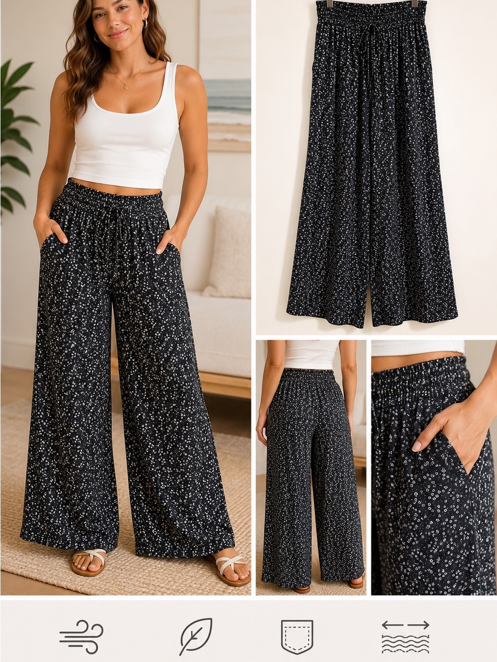 Briggs Women’s Linen Blend Wide Leg Pants Medium NWOT